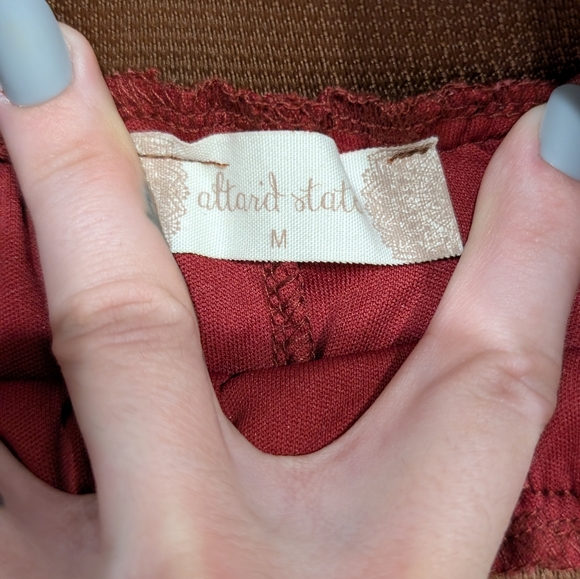 Altar'd State Rust Maxi Skirt with Brown Stretchy Waistband - Picture 4 of 7